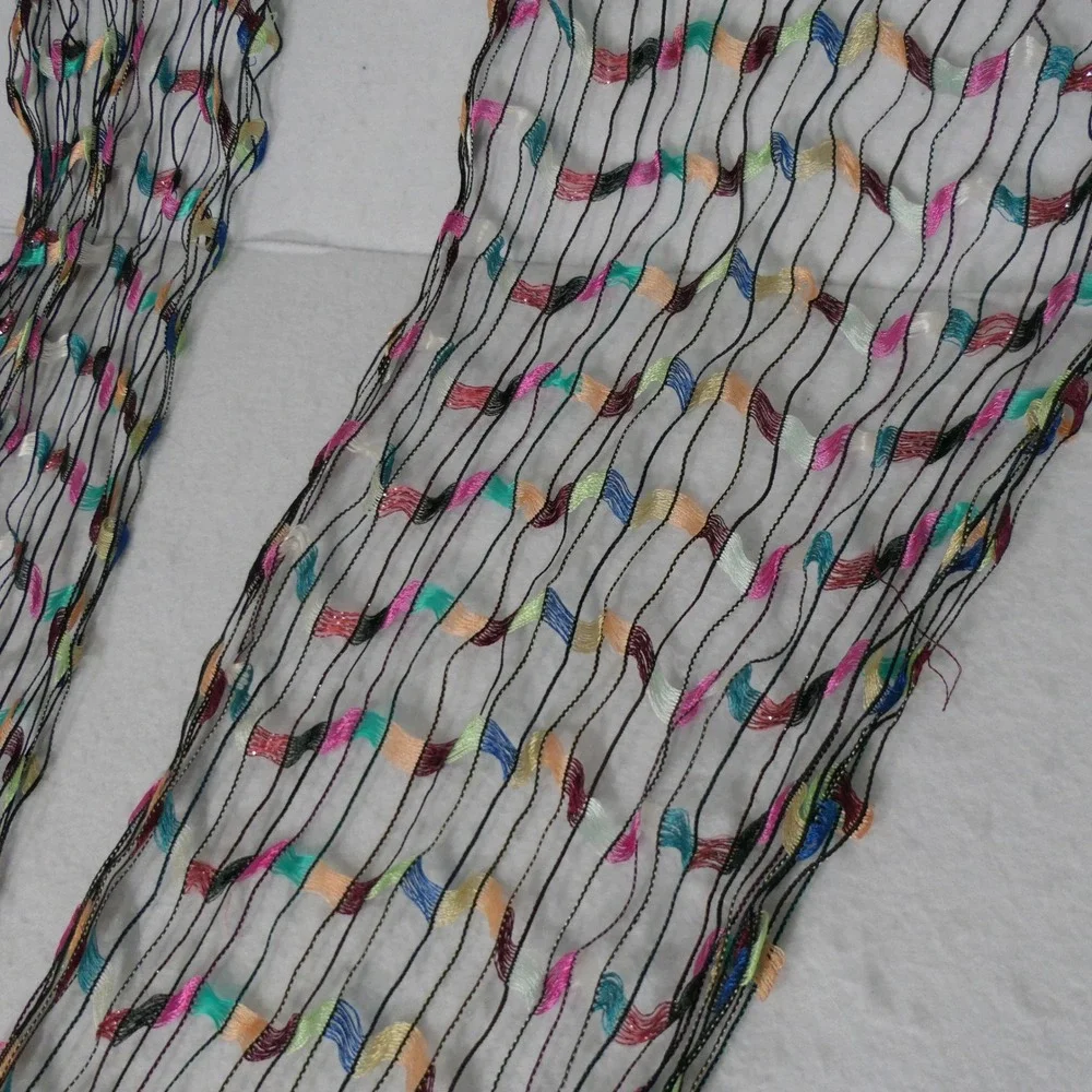 Unbranded Womens Scarf OS‎ Multicolor Mesh Open Knit Ribbon Ladder Y2K Boho